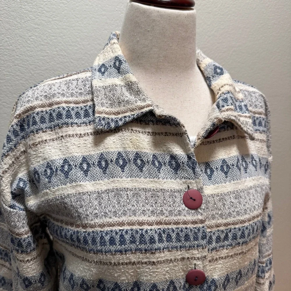 Vintage Streetwear Western Southwest‎ Tribal Print Textured Shirt Jacket Size L